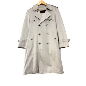London Fog Trench Coat 38 Short Men Beige Double Breasted Removable Liner